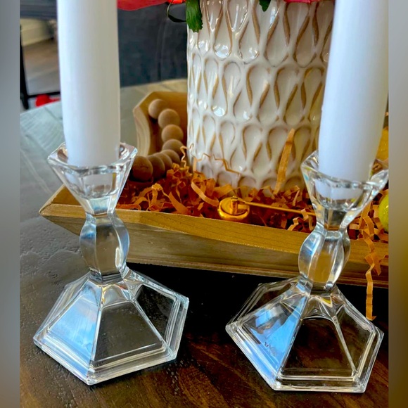 Michael C. Fina Fifth Avenue Lead Faceted Crystal Candle Stick Holders Art Deco - Picture 1 of 4